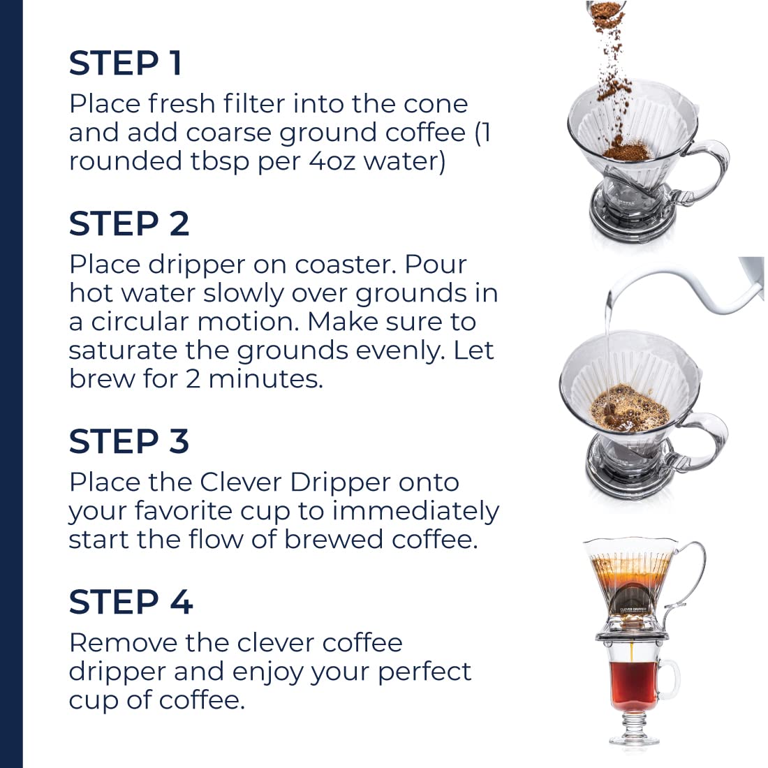 Clever Coffee easy-clean design for quick rinsing after brewing.