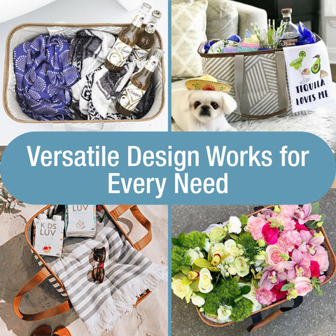 CleverMade Collapsible LUXE Tote handles extended for comfortable carrying