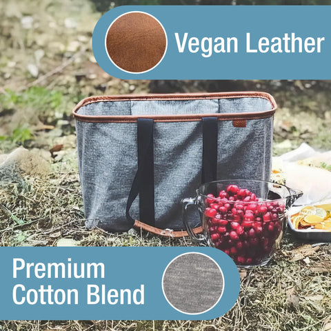 CleverMade Collapsible LUXE Tote zip pocket stores valuables securely