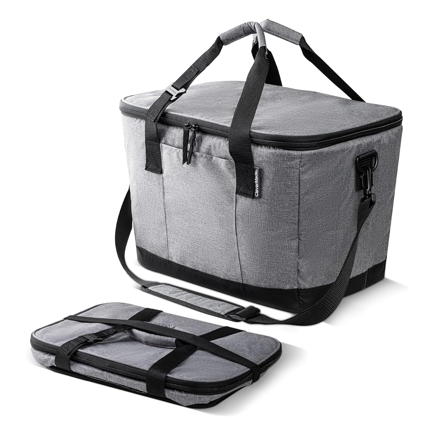 CleverMade Tahoe 50-can collapsible cooler ready for beach day use with easy access.