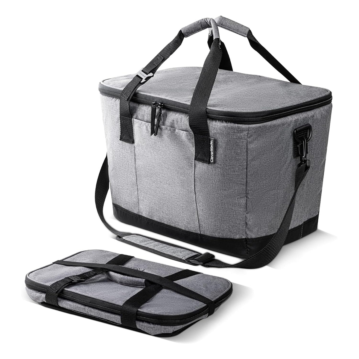 CleverMade Tahoe 50-can collapsible cooler ready for beach day use with easy access.