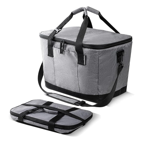 CleverMade Tahoe 50-can collapsible cooler ready for beach day use with easy access.