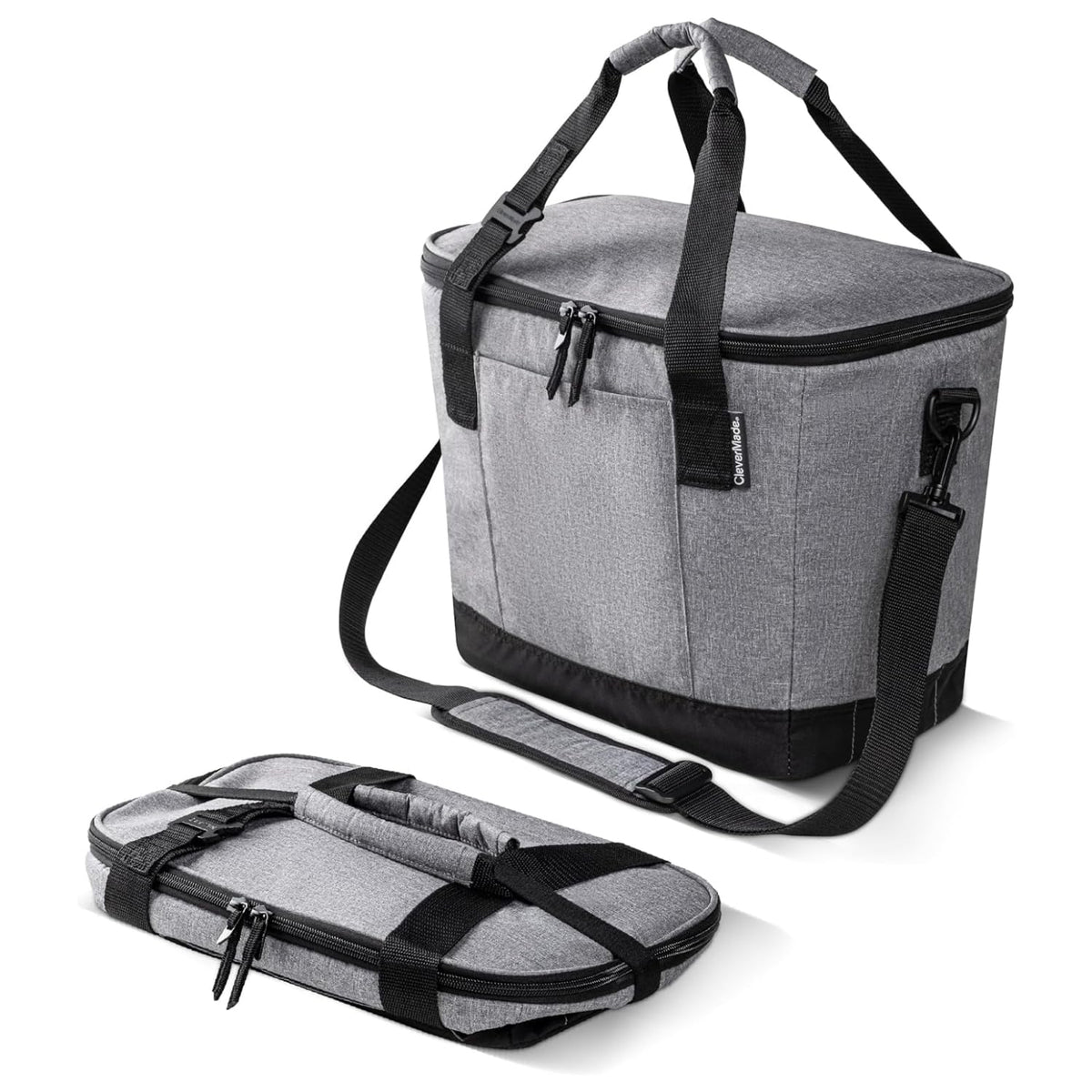 CleverMade Tahoe collapsible cooler showing 30 can capacity for travel