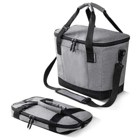 CleverMade Tahoe collapsible cooler showing 30 can capacity for travel