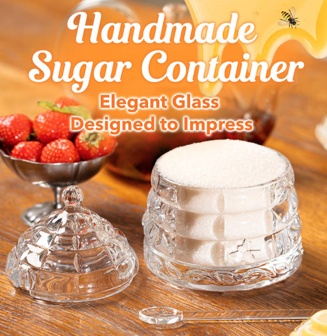 CLEVLI Crystal honey jar wooden dipper adds rustic charm for drizzle.