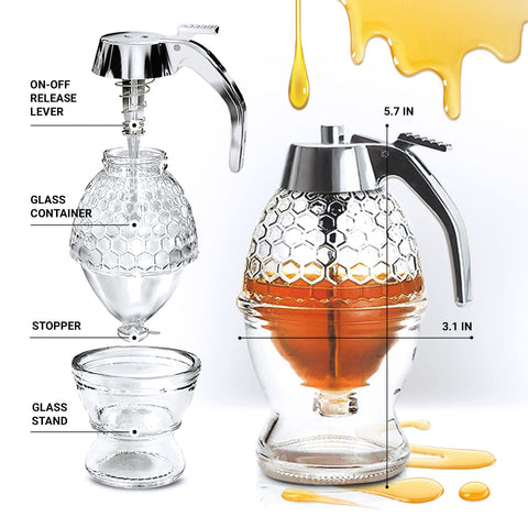 CLEVLI glass pot highlights amber honey with a clean pour