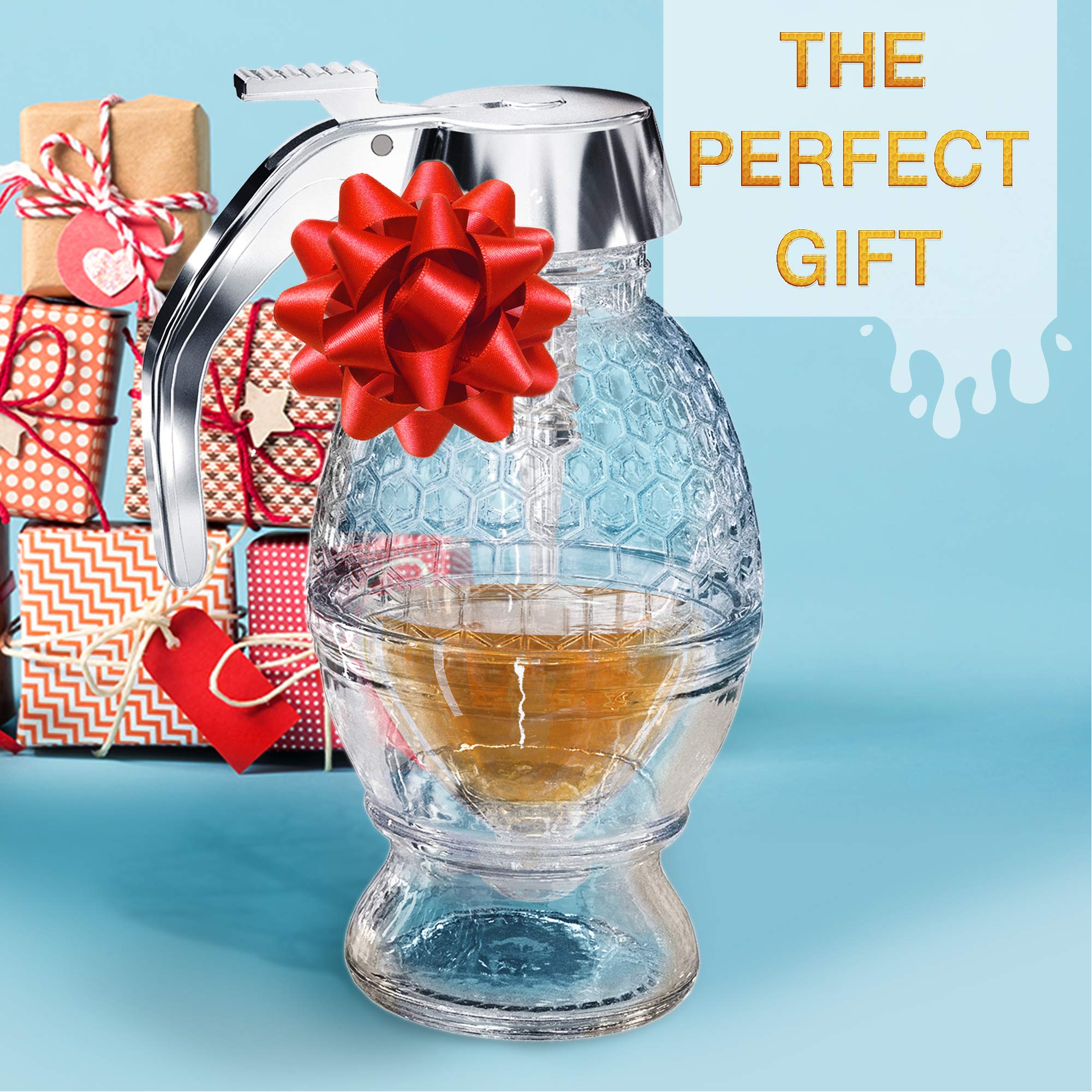 CLEVLI 8 oz honey dispenser pour demonstrates measured serving
