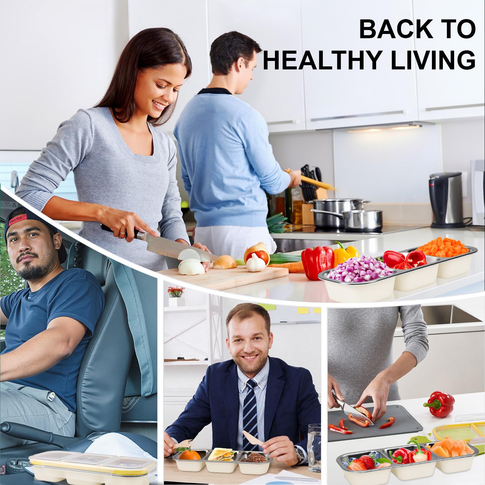 CLFORLORGN 3-compartment metal box for leftovers, dips, and snacks