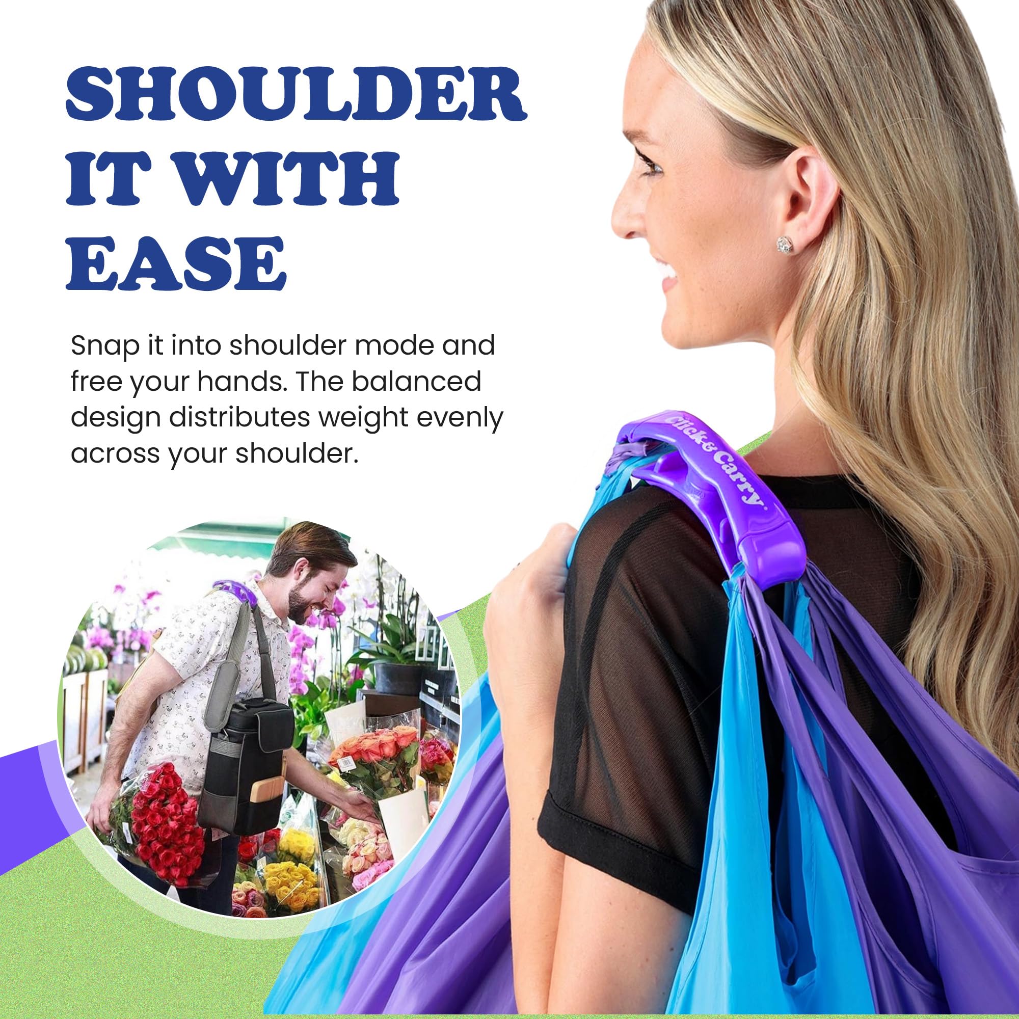 Click & Carry multi-bag system keeps several bags organized during trips