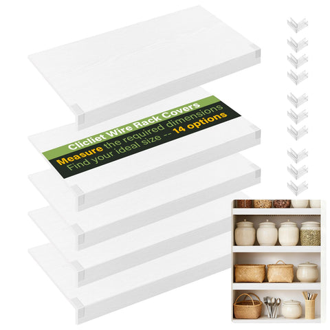 Clicliet wire shelf cover easy install on 24x12 in shelves for a neater pantry