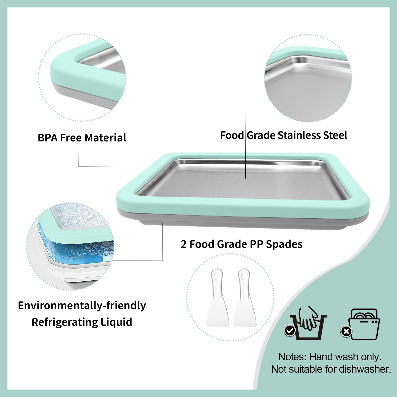 Climafusion frozen yogurt and sorbet prep on a mint-green pan at home.