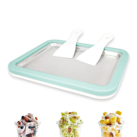 Climafusion mint-green rolled ice cream pan in action for fun family treats.