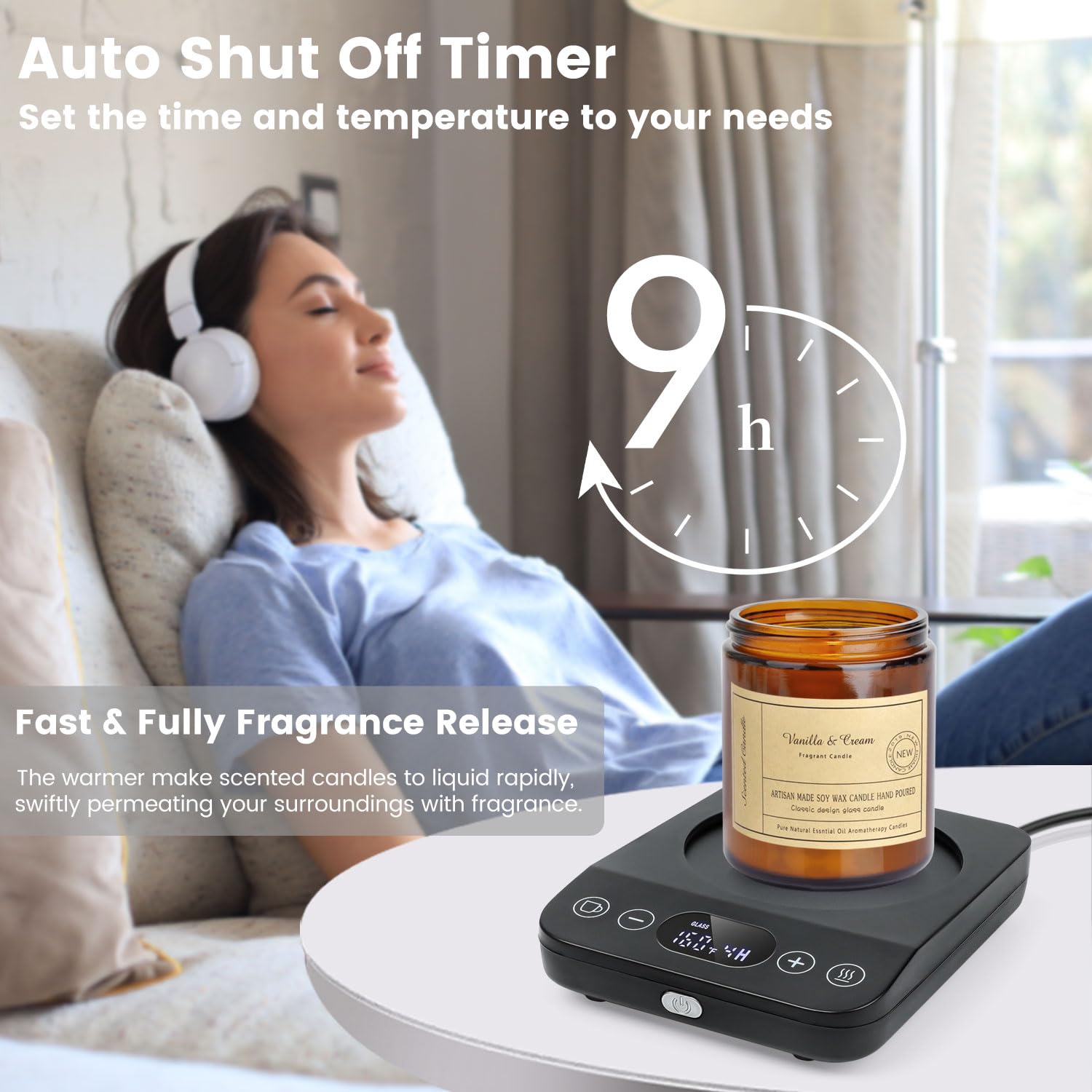 9-hour timer on Clinuse mug warmer for extended warmth sessions
