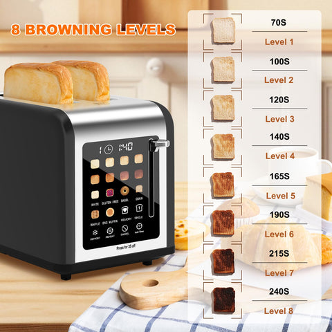 Clixane 2-Slice Toaster 8 shade settings for preferred toast color.
