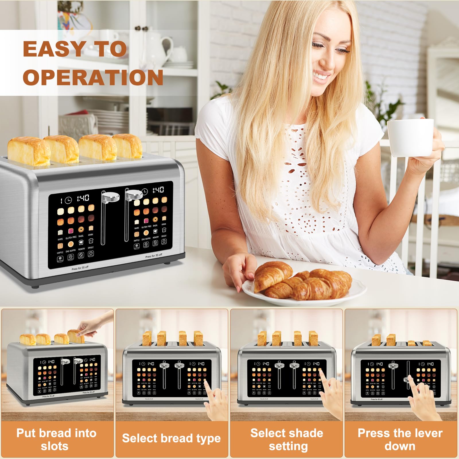 Clixane toaster defrost and cancel features for frozen bread prep