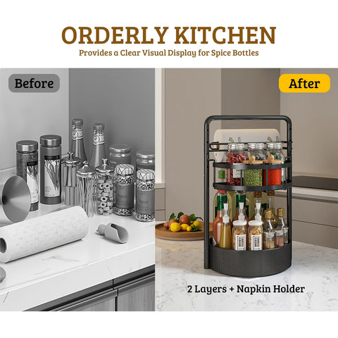Clokta height adjustable shelves fit various height condiments and jars.