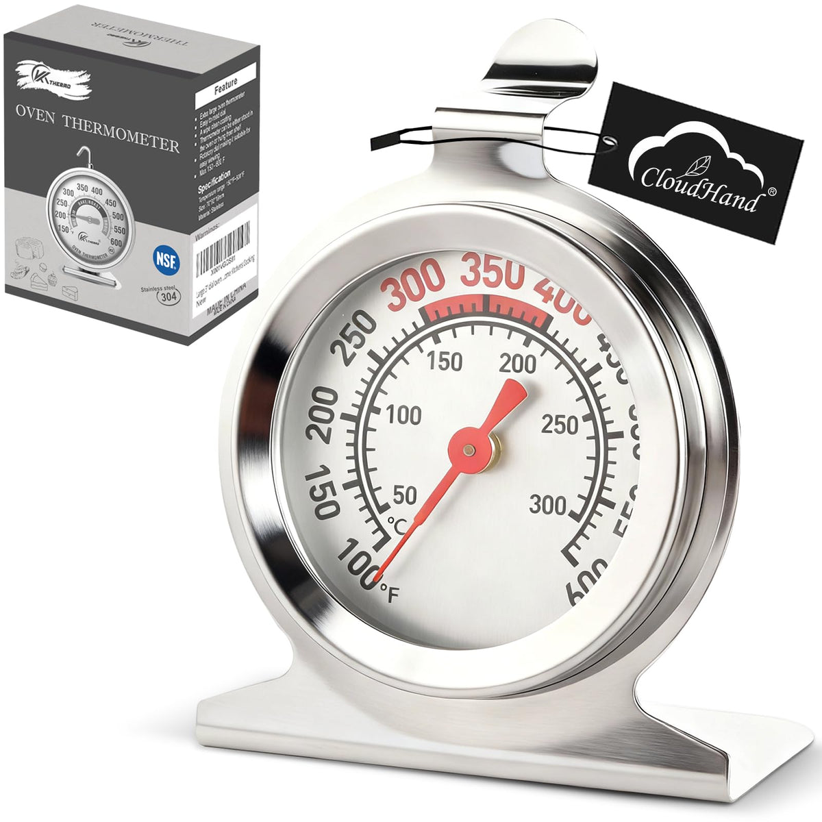 CloudHand Oven Thermometer dial clarity for precise cooking at a glance.