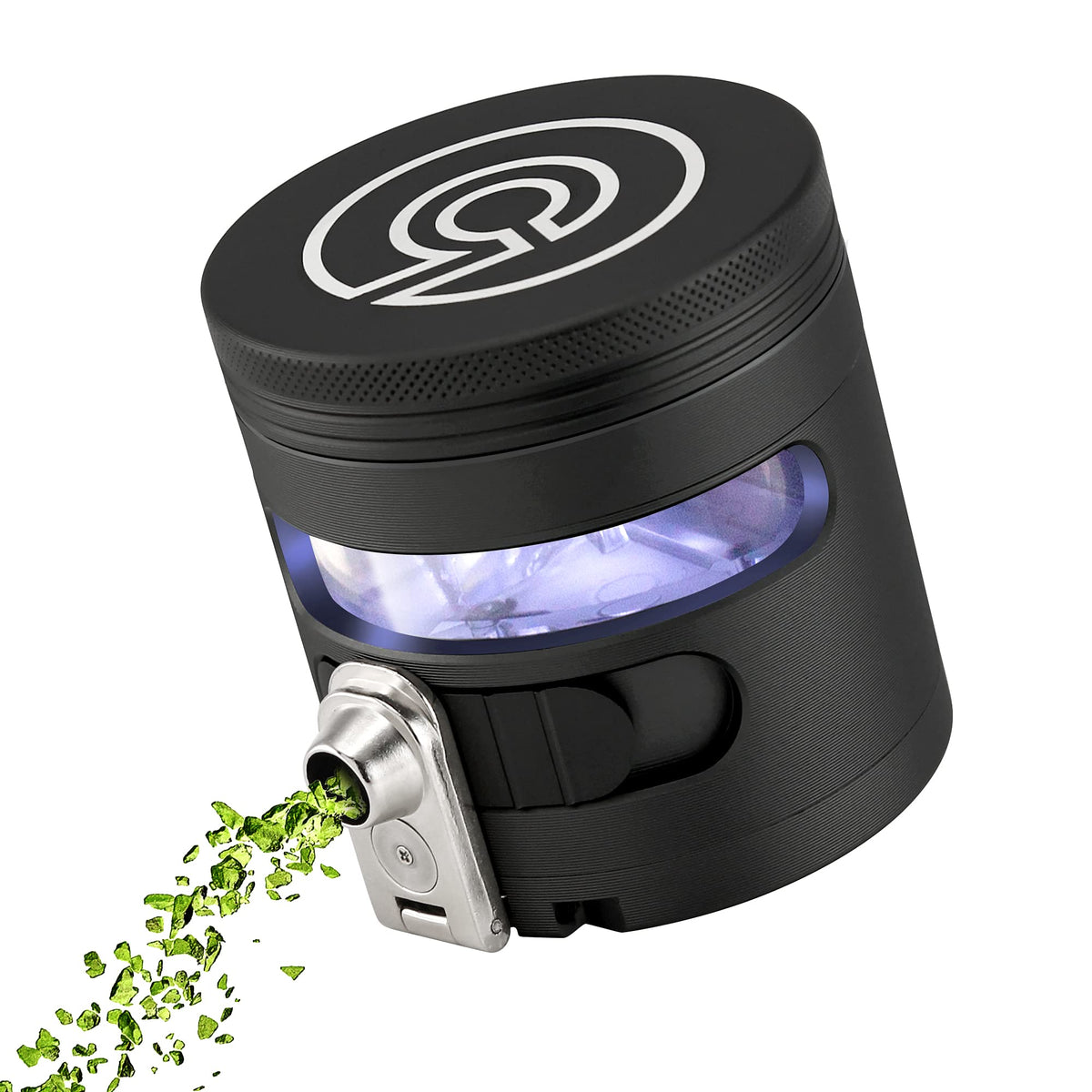Cloudious9 Tectonic9 grinder top view shows premium black aluminum and compact home-use design.
