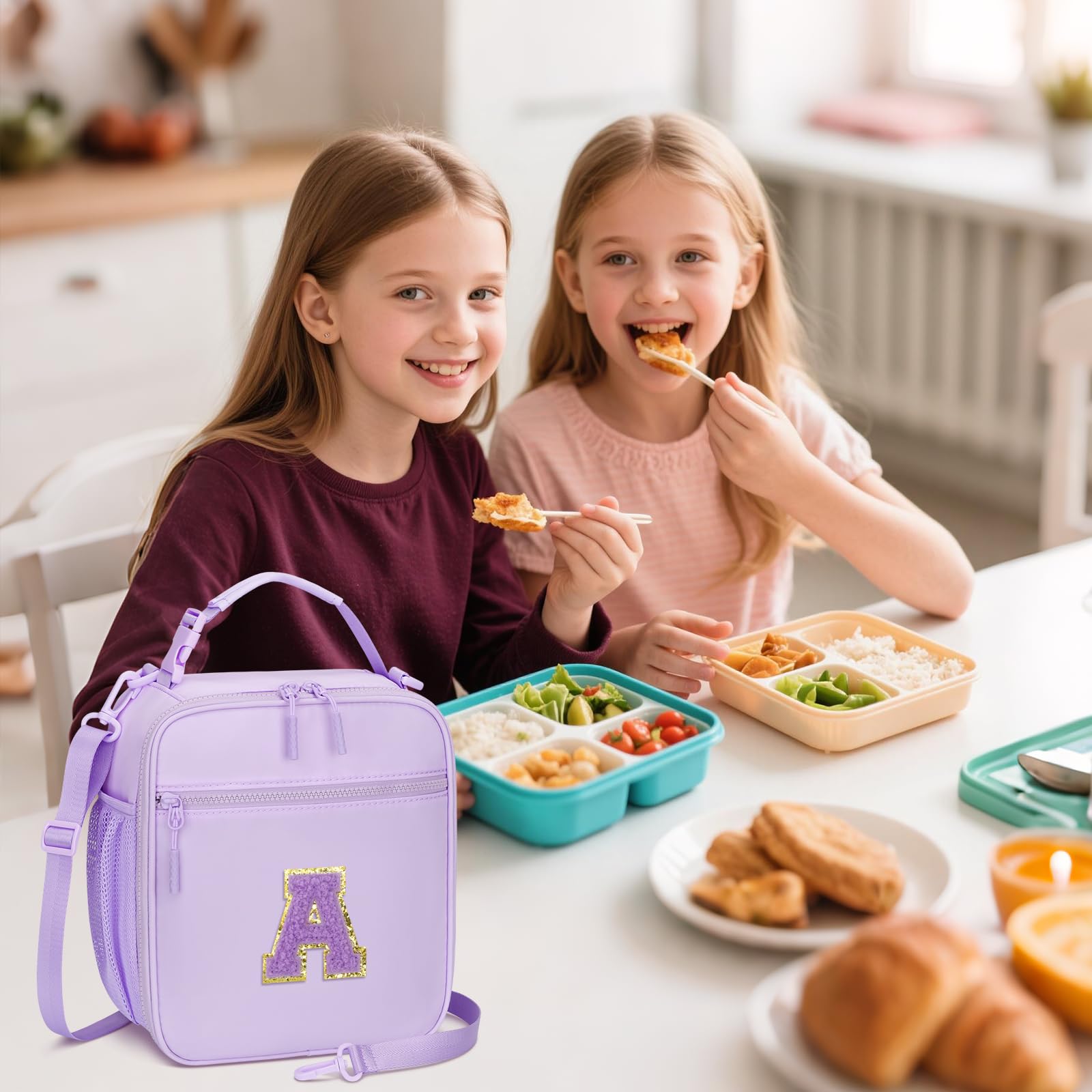 CLOUDWINGS lunch bag side view showing adjustable strap for versatile carry