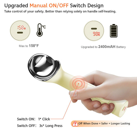Cloukily rechargeable ice-cream scoop with IP67 waterproof rating