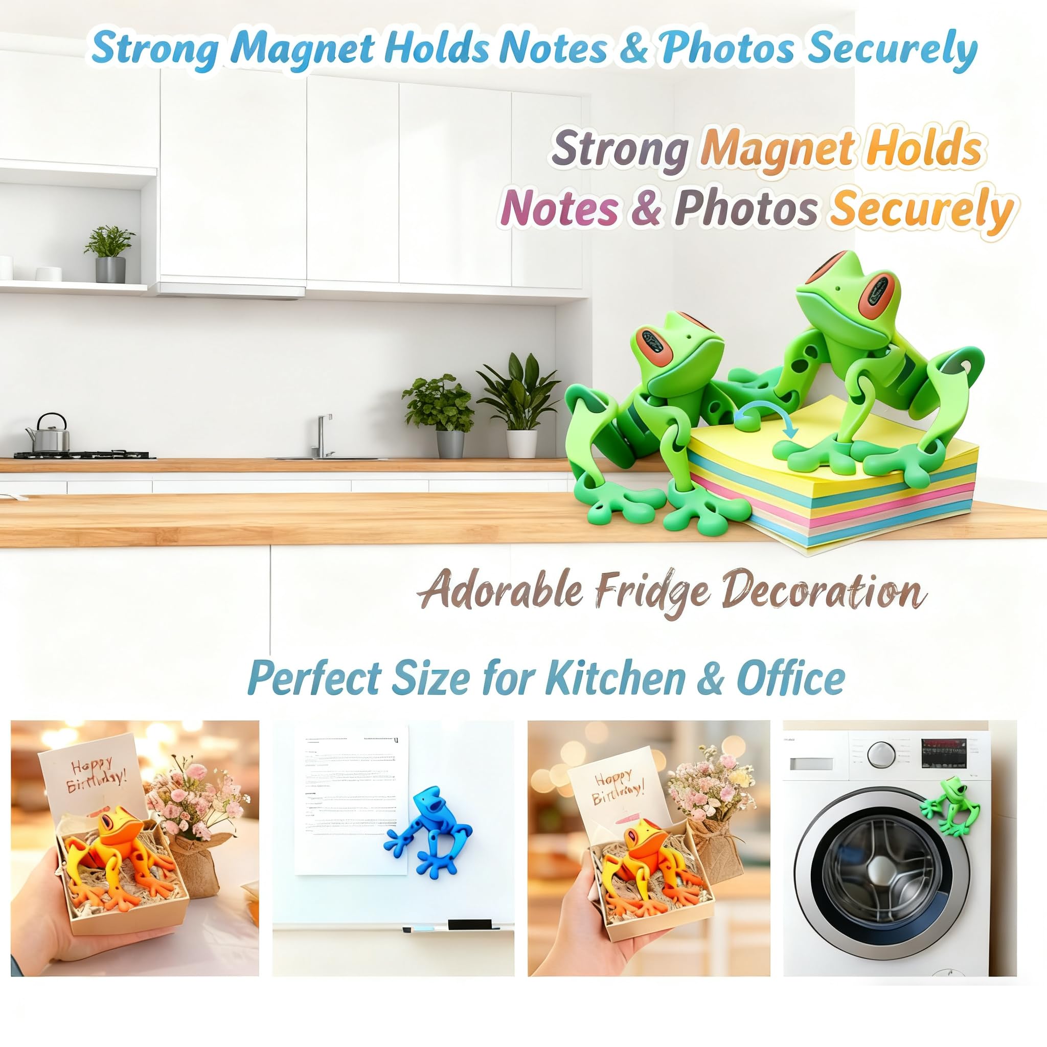 clould fitness magnetic frog articulates, side pose for playful desk display