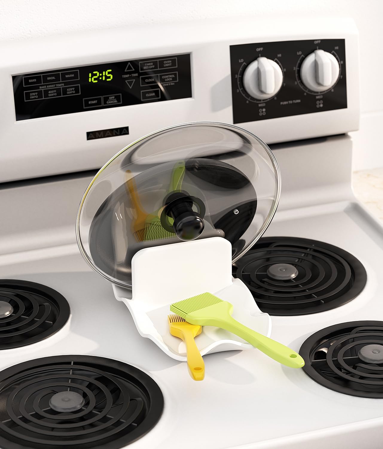 CLTIKACK spoon-lid rest side view showcases stable base to prevent sliding