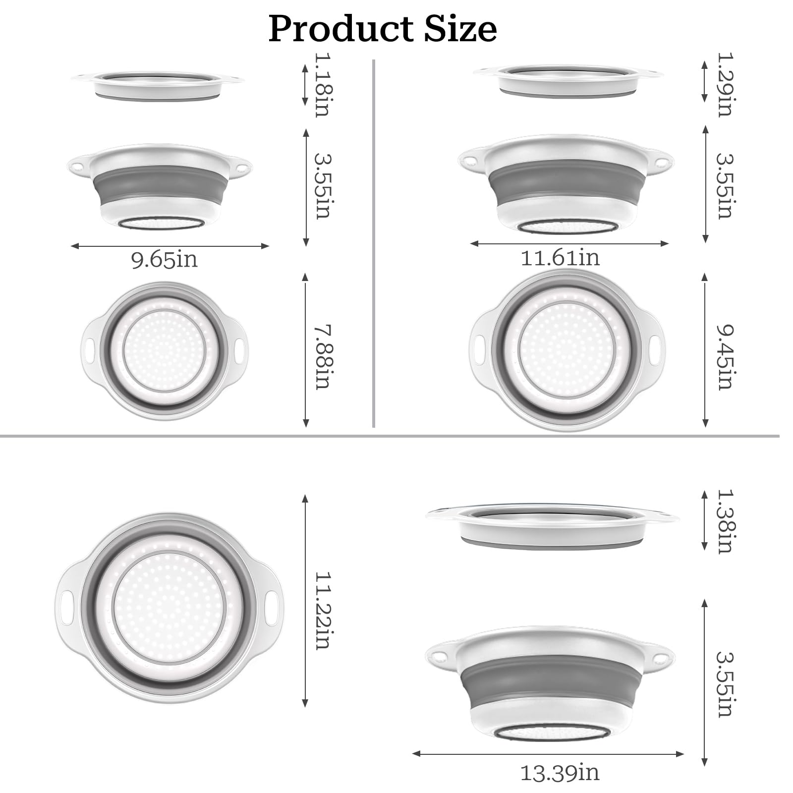 Cluren collapsible colander folded compact fits slim kitchen storage.