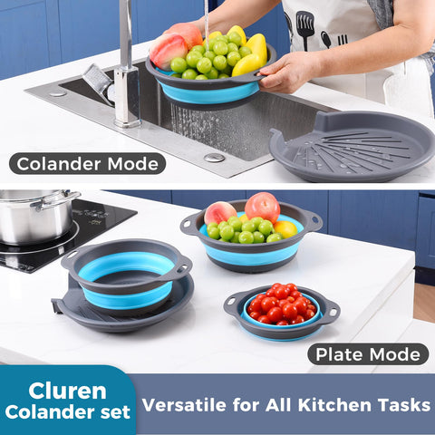 Cluren non-slip colander with secure handles keeps washing stable and safe.