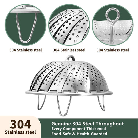 Cluren steamer basket displays dense filter holes that speed up even steaming.
