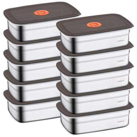 CLWVPCOT 10-pack stainless steel containers for meal prep and leftovers