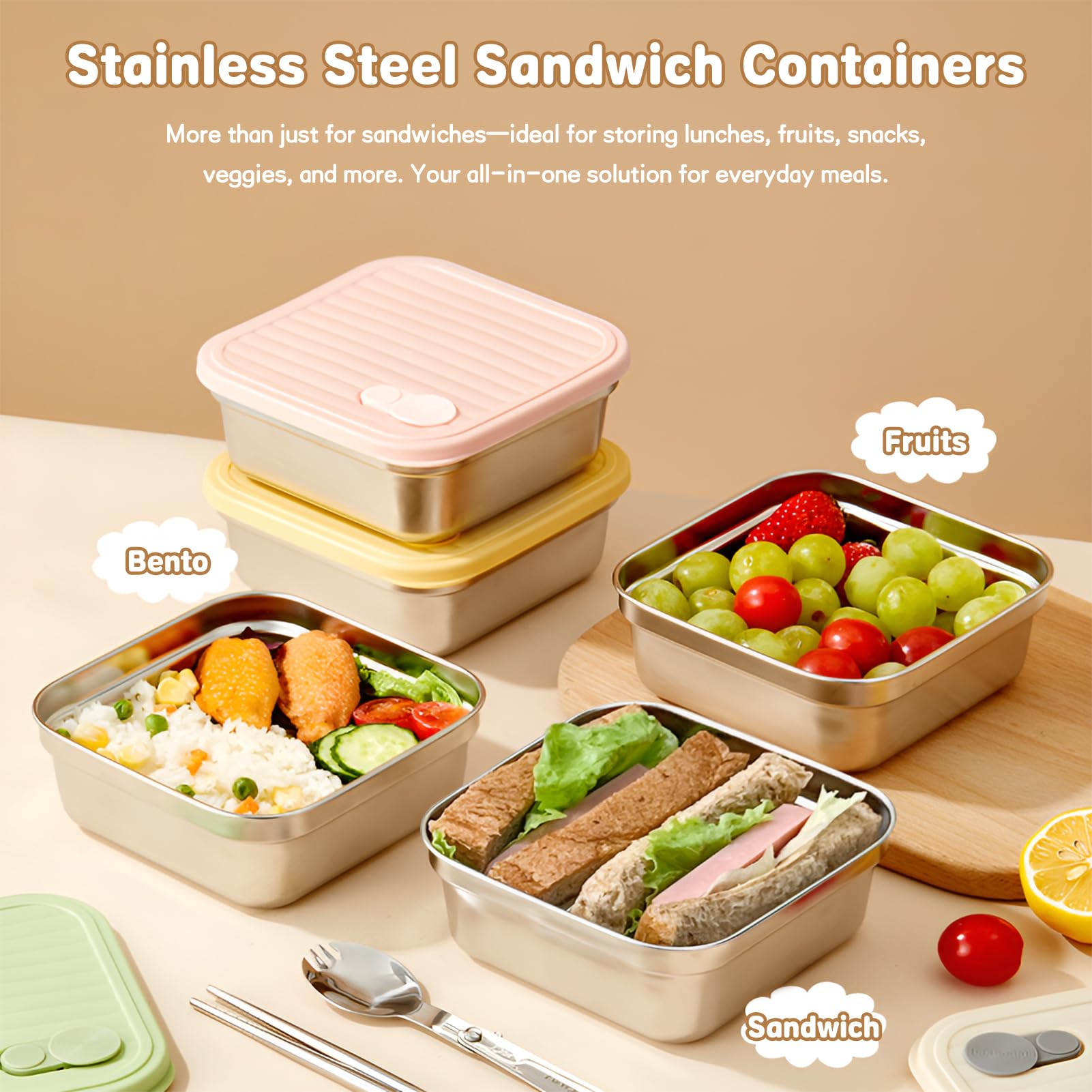 CLWVPCOT 20oz sandwich container with pink lid for easy meal sorting on busy days