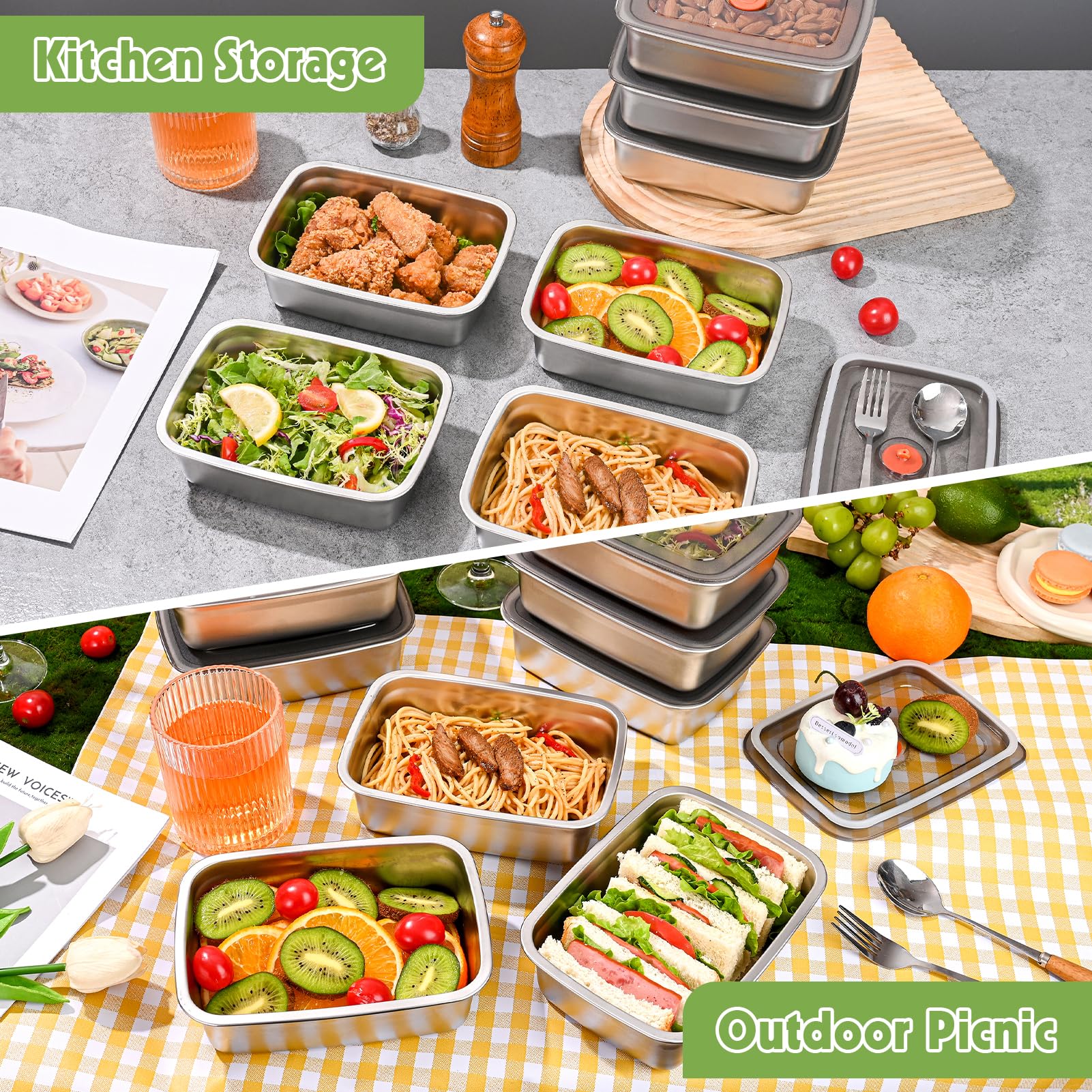 BPA-free metal containers ideal for reusable meal prep