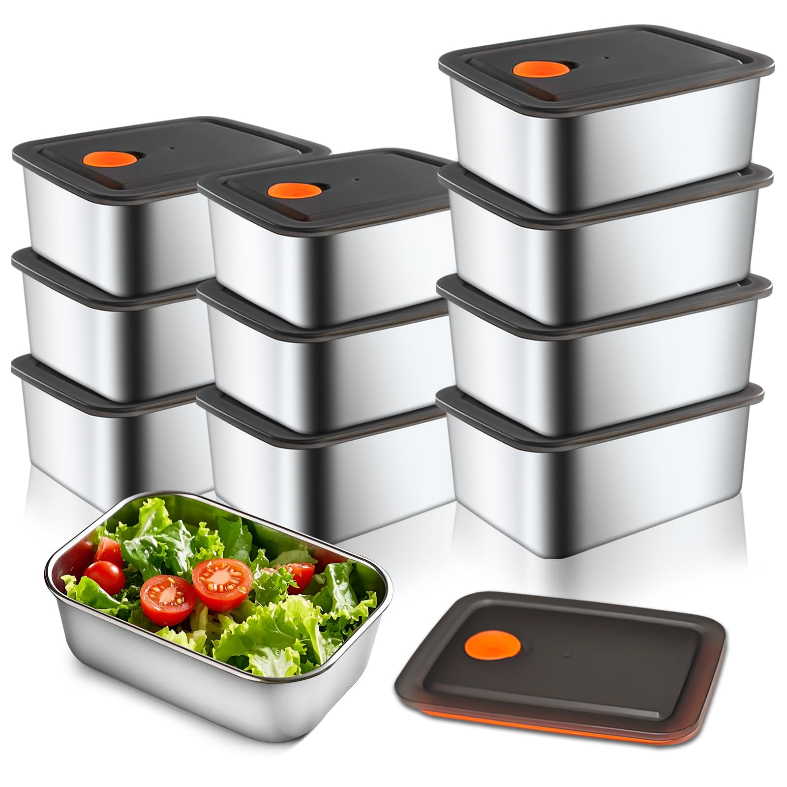 CLWVPCOT stainless steel snack containers, 16 oz, for meal prep and storage.