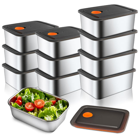 CLWVPCOT stainless steel snack containers, 16 oz, for meal prep and storage.