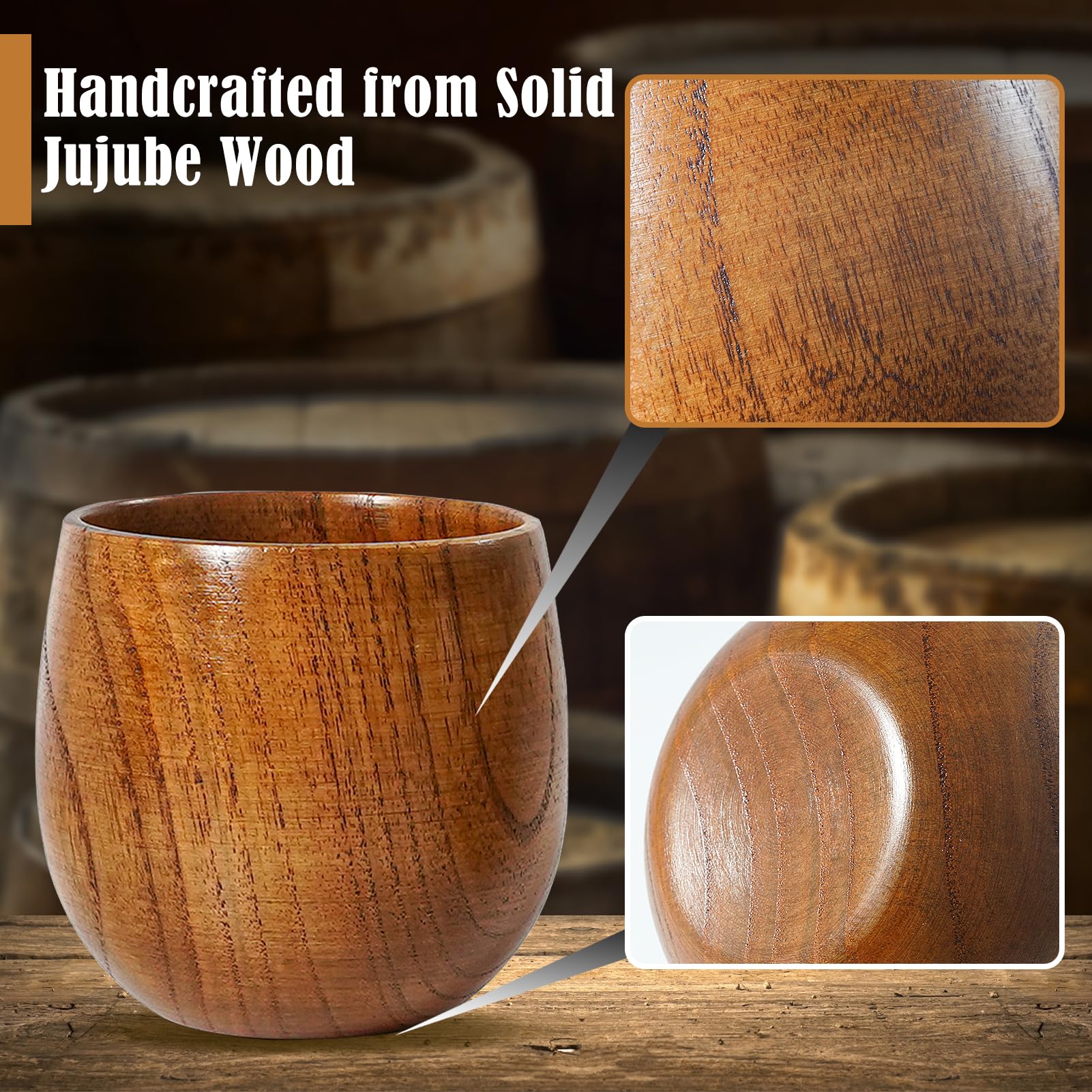 Clxfcgiv jujube wood tumbler showcases dense ironwood for durable, toxin-free whiskey enjoyment.