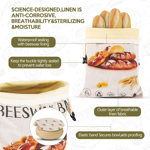 CMACAIV 3D bowl covers with bread bags maintain dough moisture during storage.