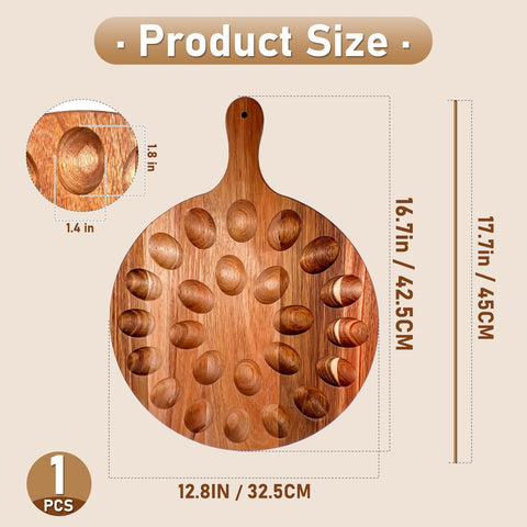 Cmaqpw acacia wood deviled egg holder with handle makes transporting treats effortless.