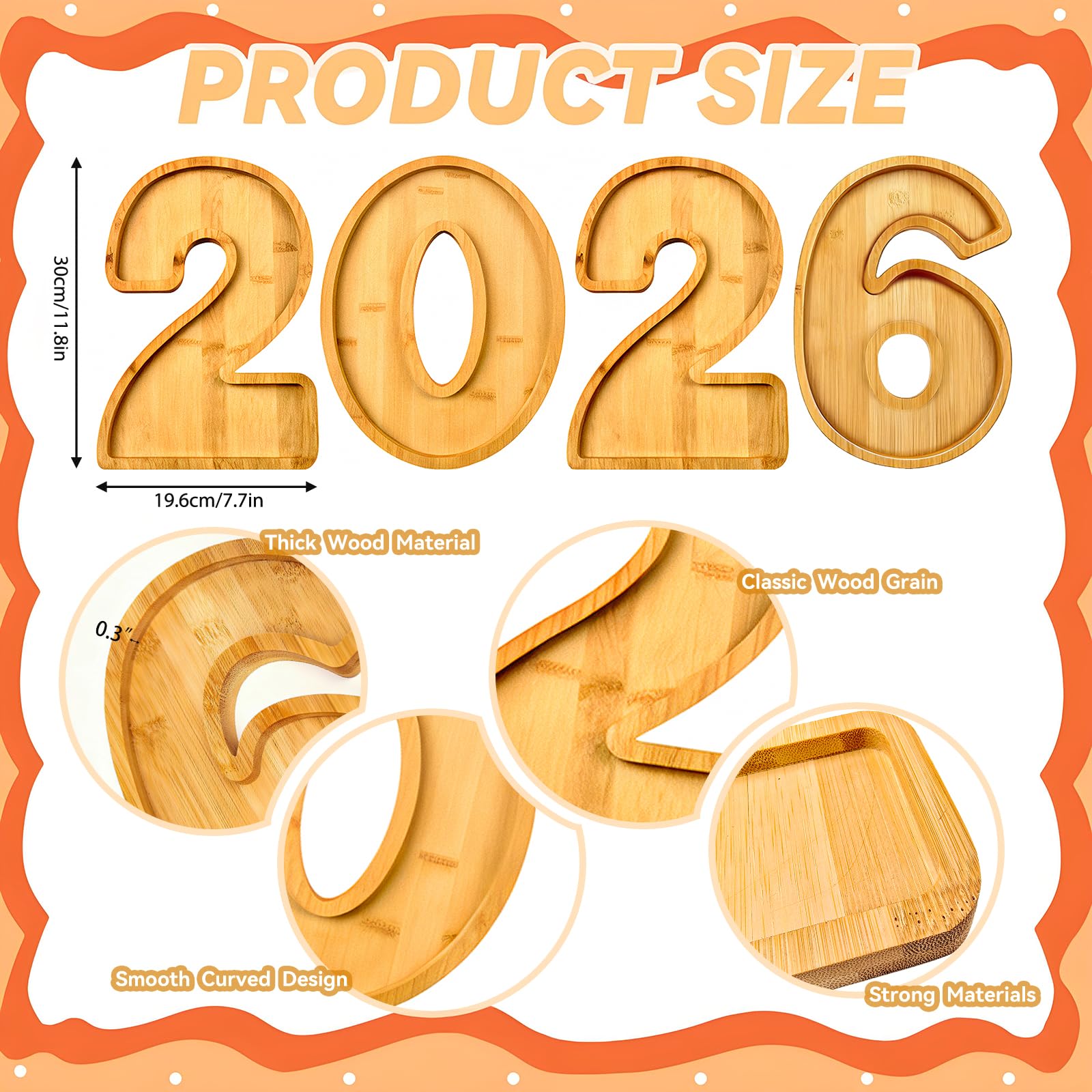 Close-up of bamboo finish on digit boards for a natural, eco-friendly look.
