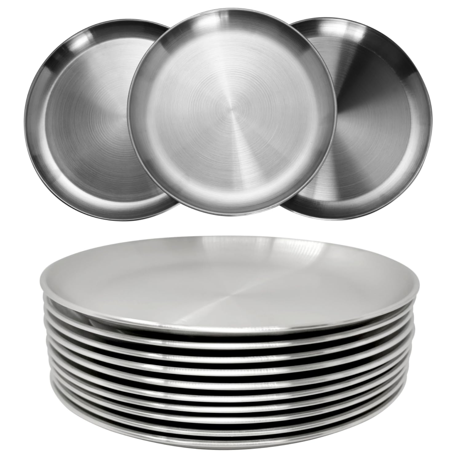 CAMBUY 9-inch stainless steel plate, durable for everyday dining.