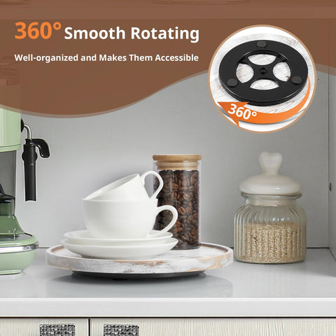 CMLKLZD wood lazy susan with stable base and pads protects countertops.