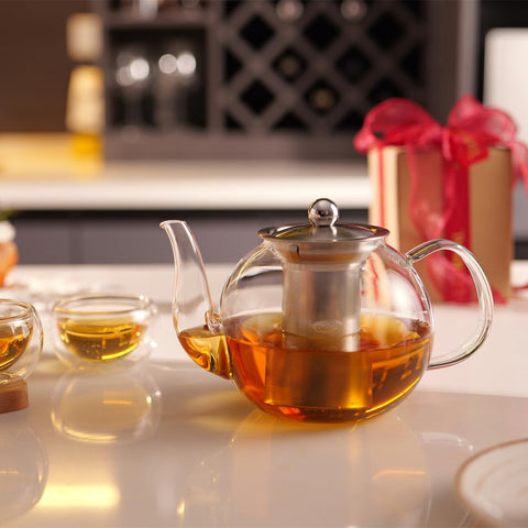 CNGLASS blooming tea display through glass reveals color and aroma