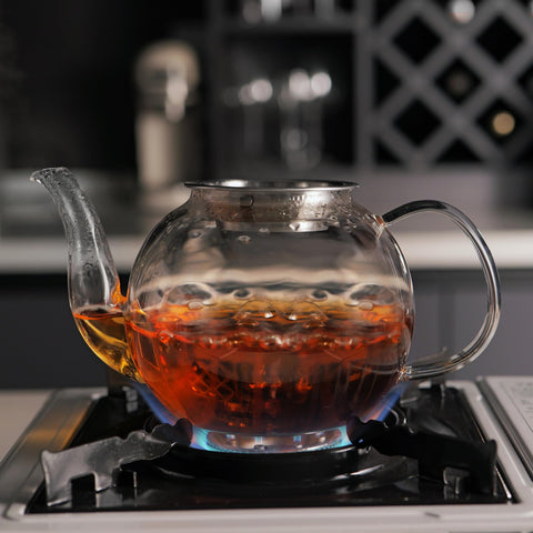 CNGLASS teapot on stovetop heat demonstrates sturdy borosilicate glass