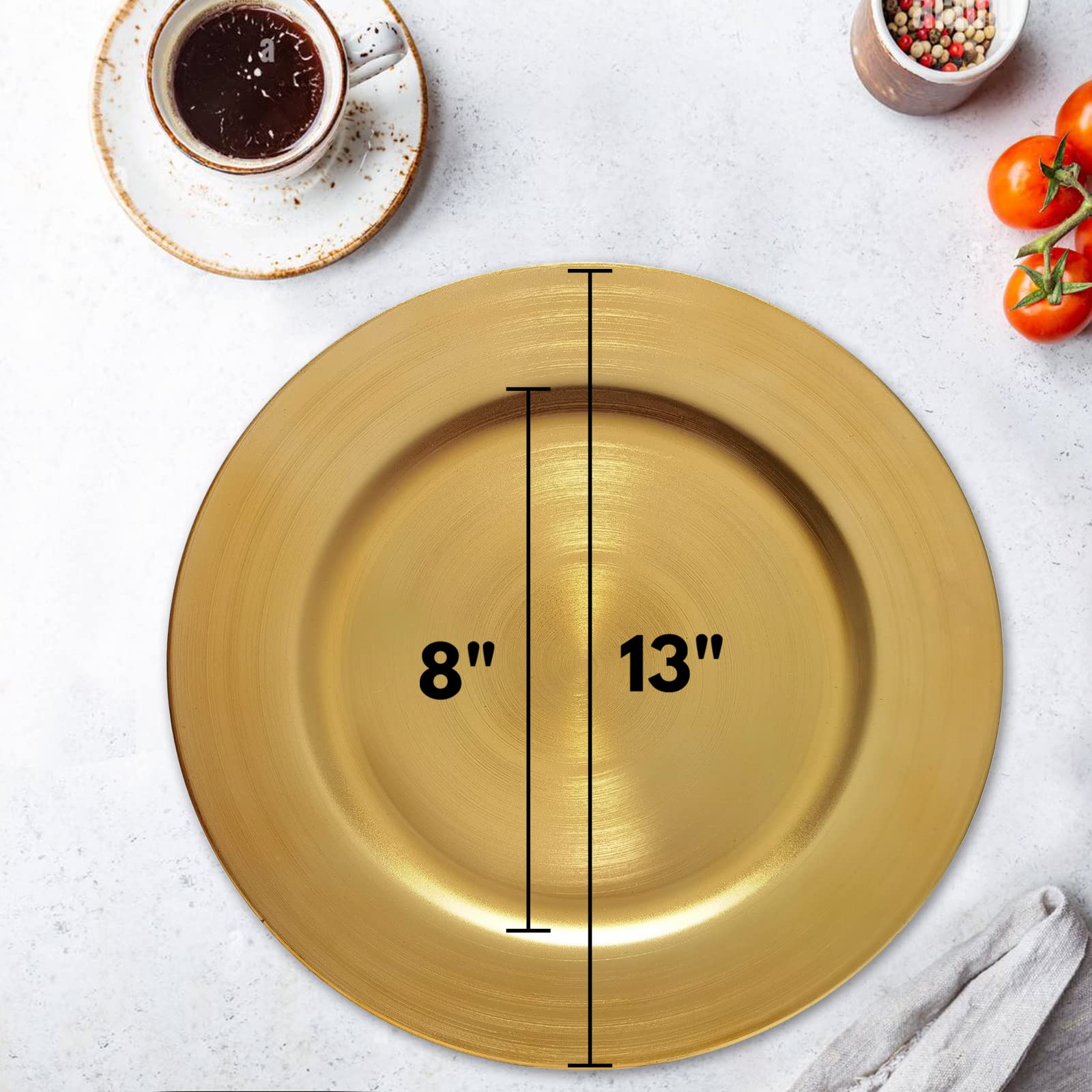 CN.JIAHE 8-piece charger plate set provides cohesive table styling.