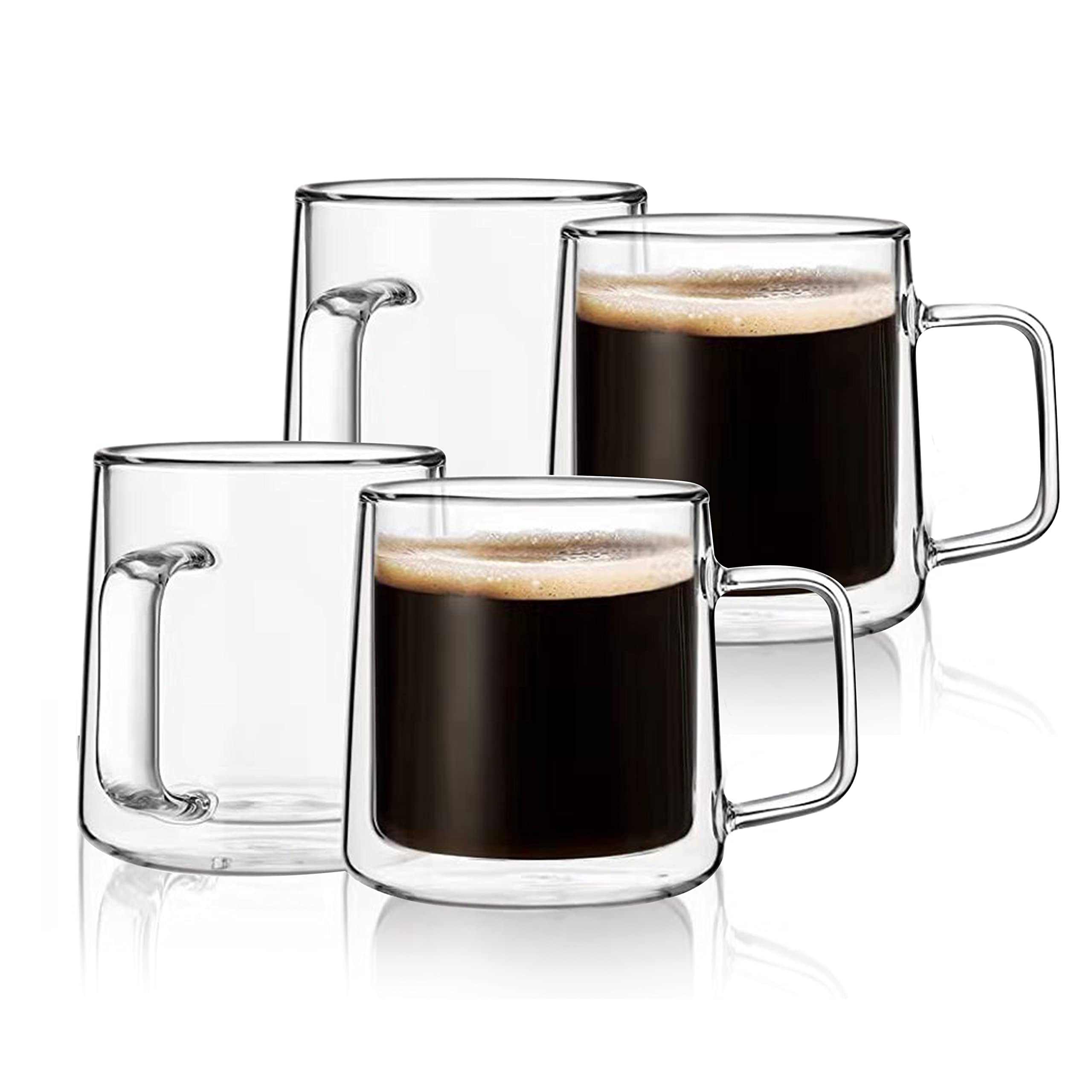 CNGLASS 10oz mug with handle, clear glass and comfortable hold.
