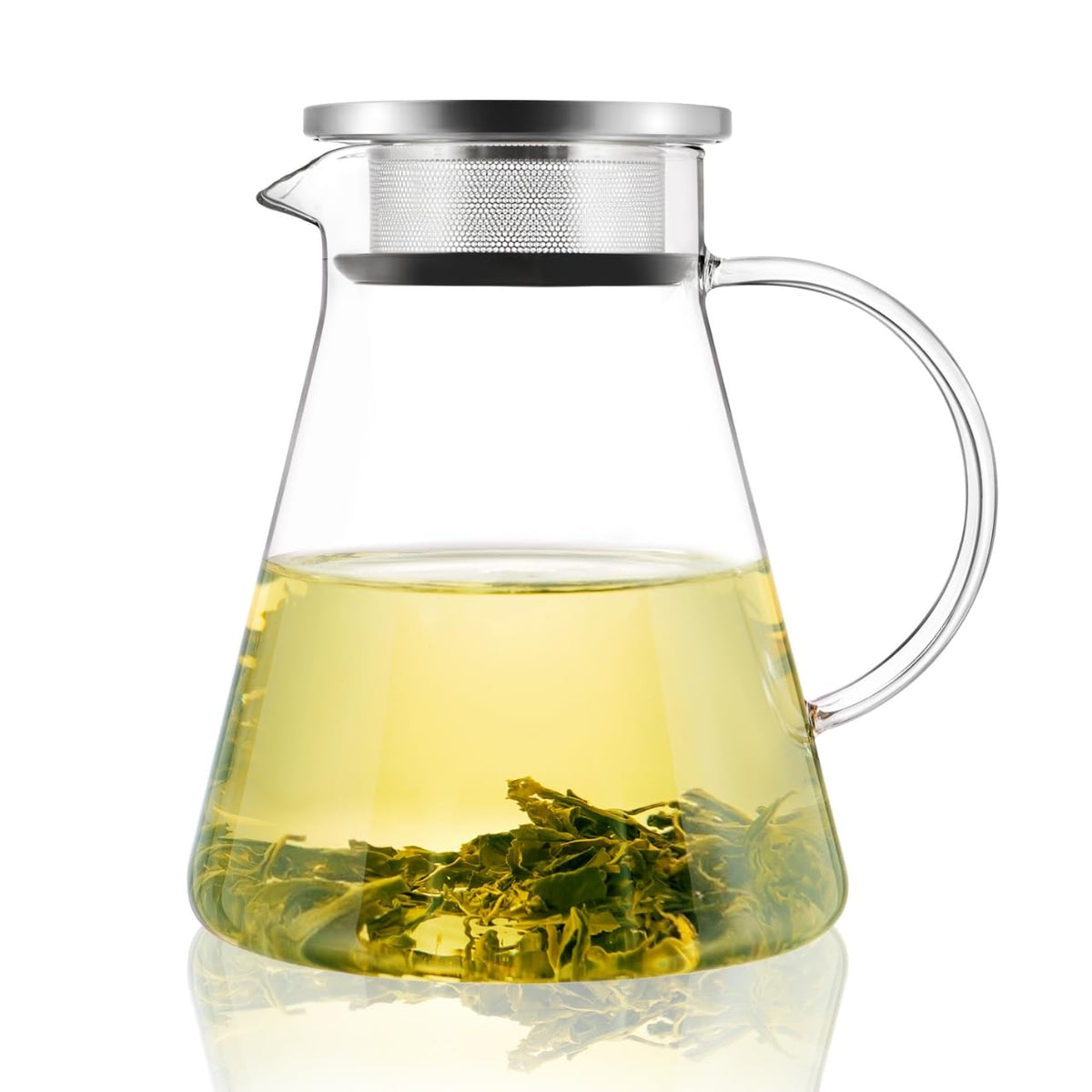 CNGLASS 40oz teapot blooming tea seen through clear glass for visual infusion