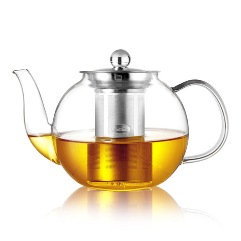 CNGLASS 40oz teapot with removable infuser for easy loose-leaf tea preparation at home.