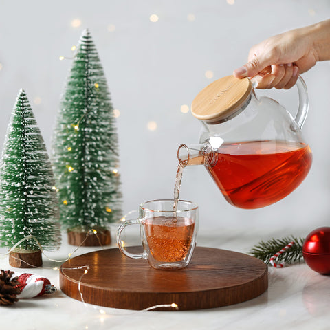 CNGLASS bamboo lid soft seal teapot for mess-free pouring.