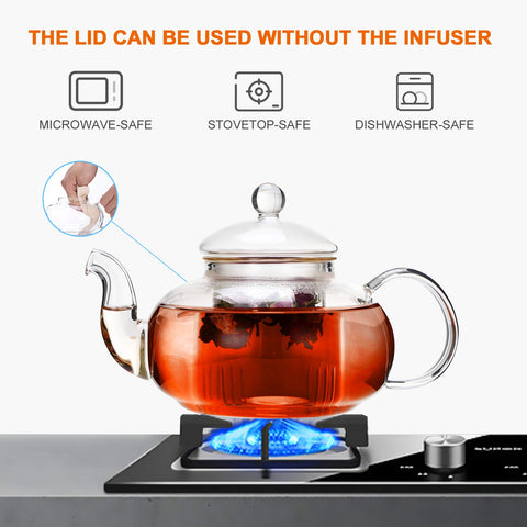 CNGLASS blooming tea in glass pot with petals unfurling