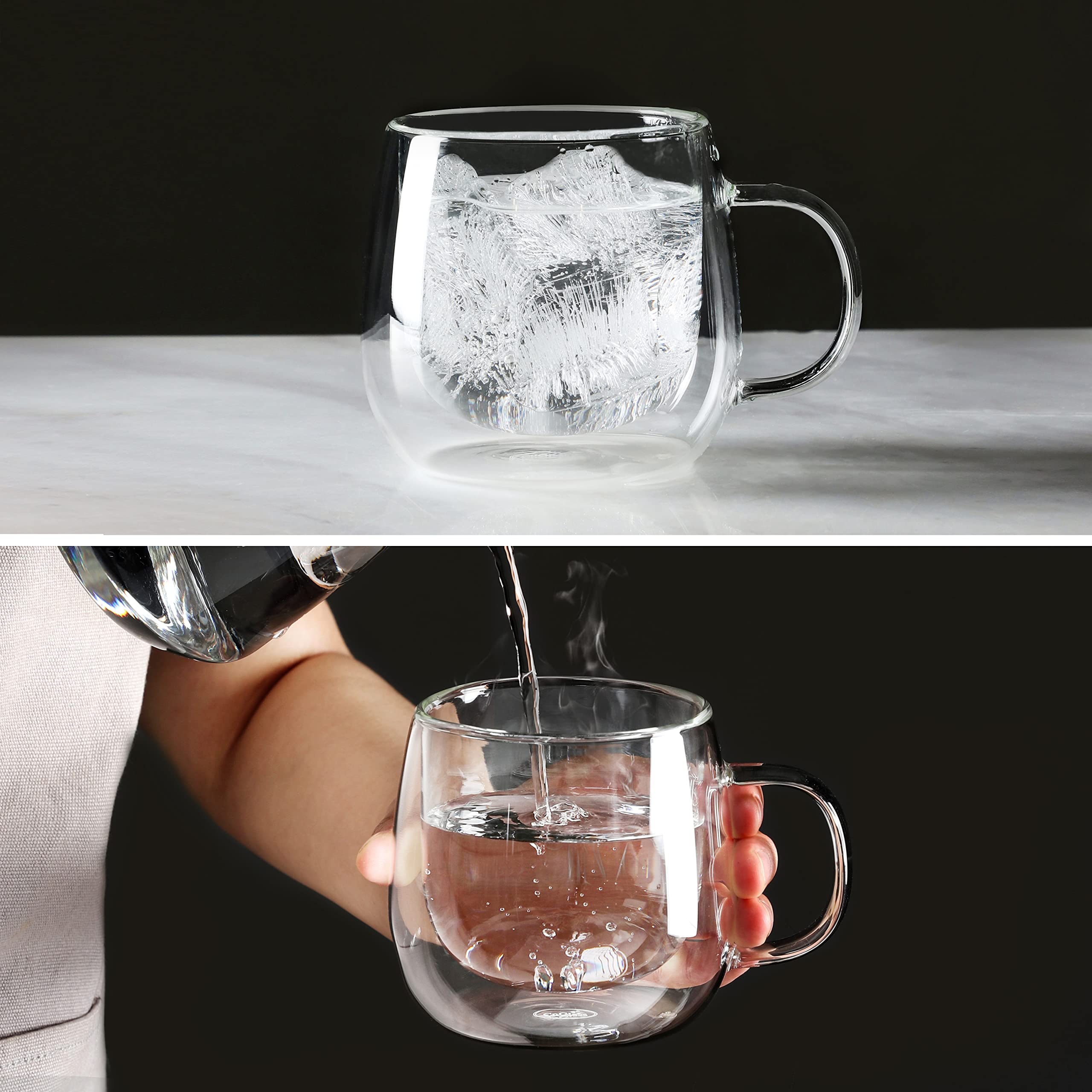 CNGLASS clear glass mug with handle ideal for everyday coffee