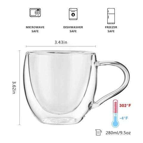 CNGLASS double-wall mug with handle for easy grip and warmth.